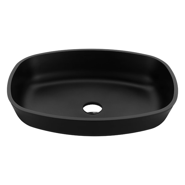 Anzzi Ariadne Rectangle Glass Vessel Bathroom Sink with Matte Black Finish LS-AZ913MB - main